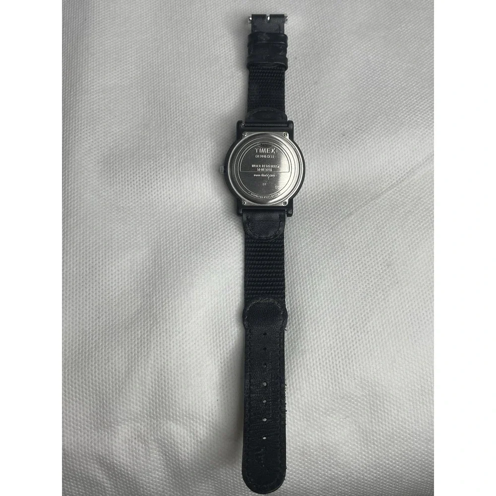 Timex Expedition Camper Watch T40011 Military Style Indiglo Black Leather Fabric